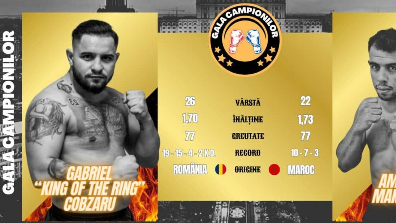 Gala Campionilor! Main Event Gabriel Cobzaru - Amin El Mansouri. În ring urcă și frații Ion, gemenii care iubesc boxul. Se anunță spectacol la evenimentul de pe 15 decembrie