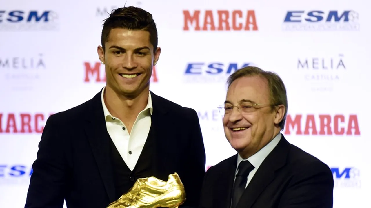 Cristiano Ronaldo a primit Gheata de Aur a Europei. Premiul i-a fost înmânat de Florentino Perez