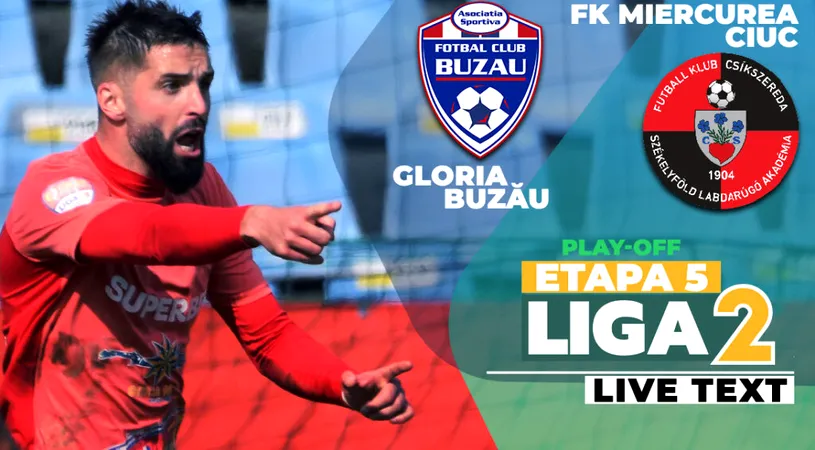 Victorie într-un moment oportun! Gloria Buzău câștigă jocul cu FK Miercurea Ciuc, principala adversară pentru al doilea loc direct promovabil, și îi ia fața în clasament