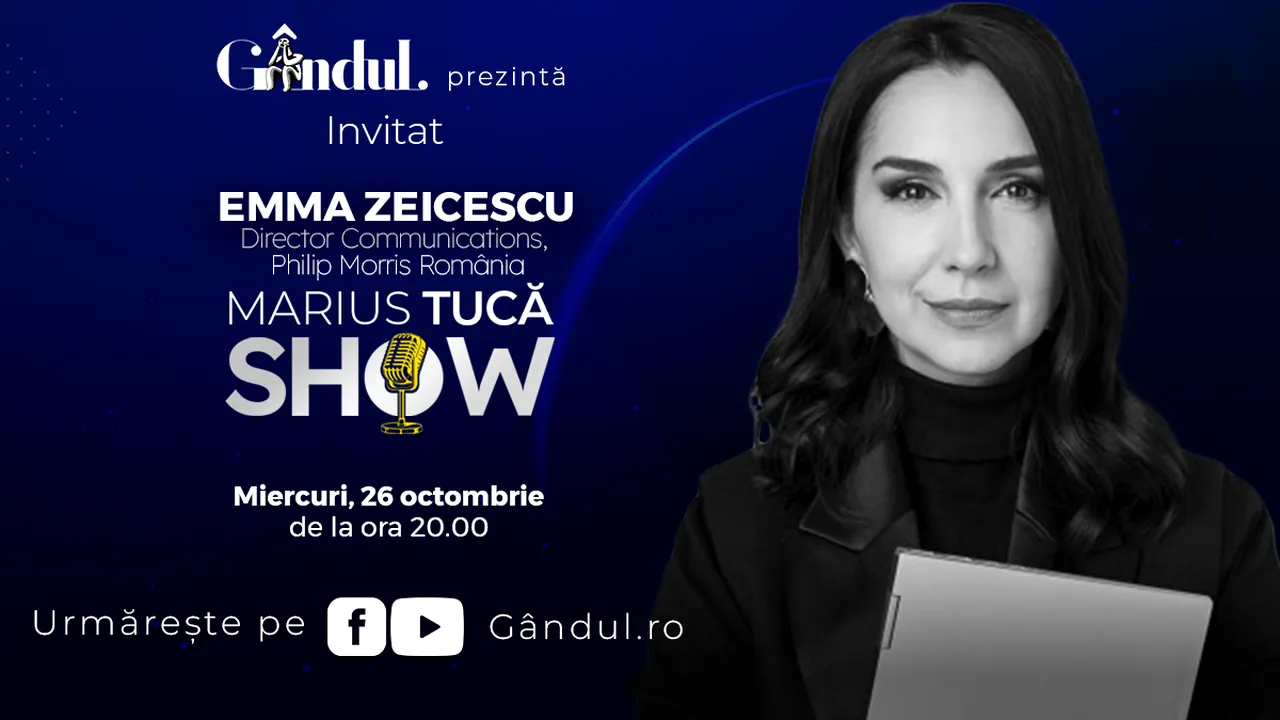 Marius Tucă Show începe miercuri, 26 octombrie, de la ora 20.00, live pe gândul.ro