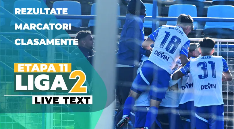 Etapa 11 Liga 2 | Cetatea Suceava a învins liderul, CS Dinamo nu a făcut față Popeștiului și a fost întoarsă în repriza secundă! Metalul Buzău a reușit scorul zilei