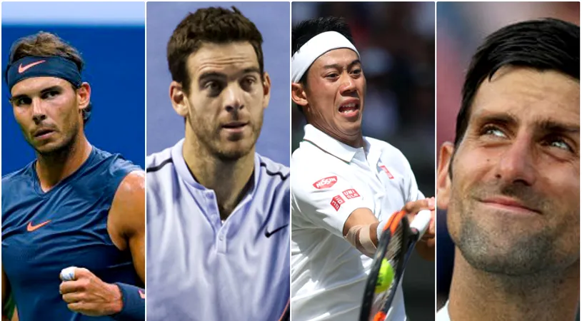 Duelurile Nadal - Del Potro și Djokovic - Nishikori decid finala. Nole, 