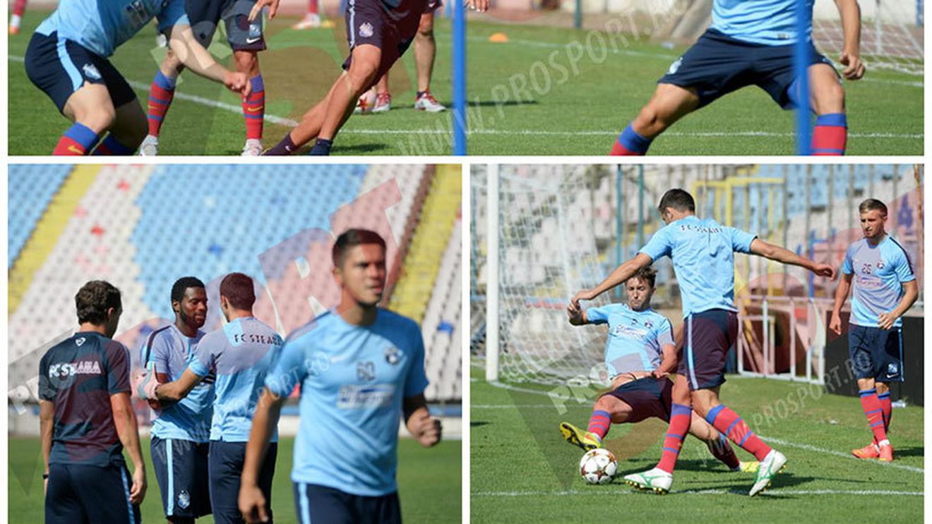 FOTO | Steliștii, relaxați înaintea meciului cu Ludogoreț: Gâlcă s-a antrenat cot la cot cu jucătorii