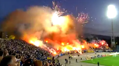 VIDEO Pompierii au crezut că va fi misiunea vieții lor! Fanii lui Levski au aprins stadionul pentru a sărbători locul I
