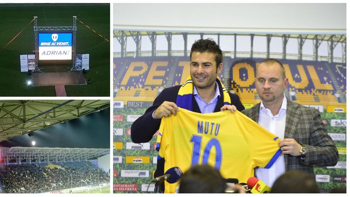 Mutu a fost prezentat la Petrolul ca un megastar: "Sunt bucuros că am reușit să mă întorc acasă!" 10.000 de fani au luat cu asalt 'Ilie Oană'