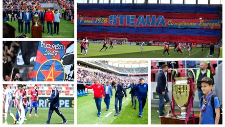 FOTO | Cum a aniversat Steaua 37 de ani de la câștigarea Cupei Campionilor Europeni. Legendele aclamate în Ghencea, mesajul din Spania al lui Balint și coregrafia Peluzei Sud Steaua