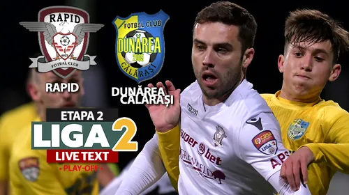 Rapid îi dă tot patru goluri Dunării Călăraşi, primește și unul, dar revine pe locul 1 în play-off-ul Ligii 2. Bud a avut un gol anulat eronat