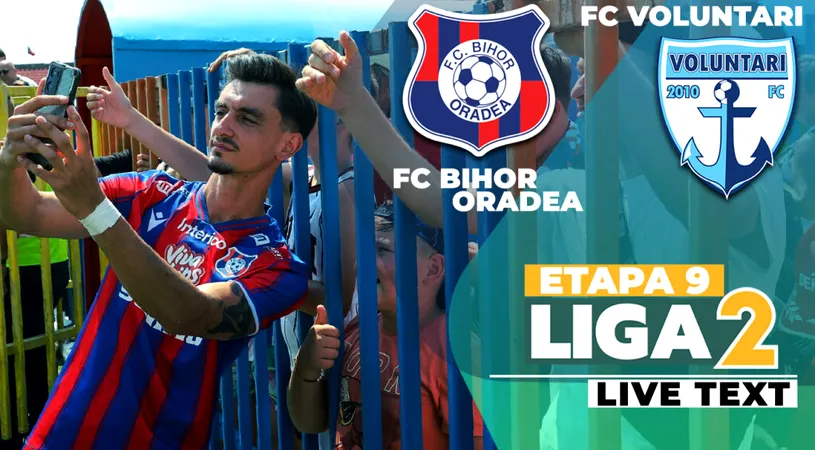 FC Bihor - FC Voluntari au câștigat câte o repriză și au dat-o la pace. Orădenii rămân în fața ilfovenilor în clasamentul Ligii 2