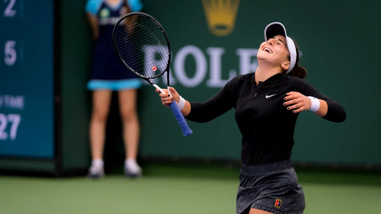 Bianca Andreescu a ajuns în premieră printre primele 50 de jucătoare din lume. Jucătoarea cu origini românești va avea meci greu în sferturile de finală de la Indian Wells | VIDEO 