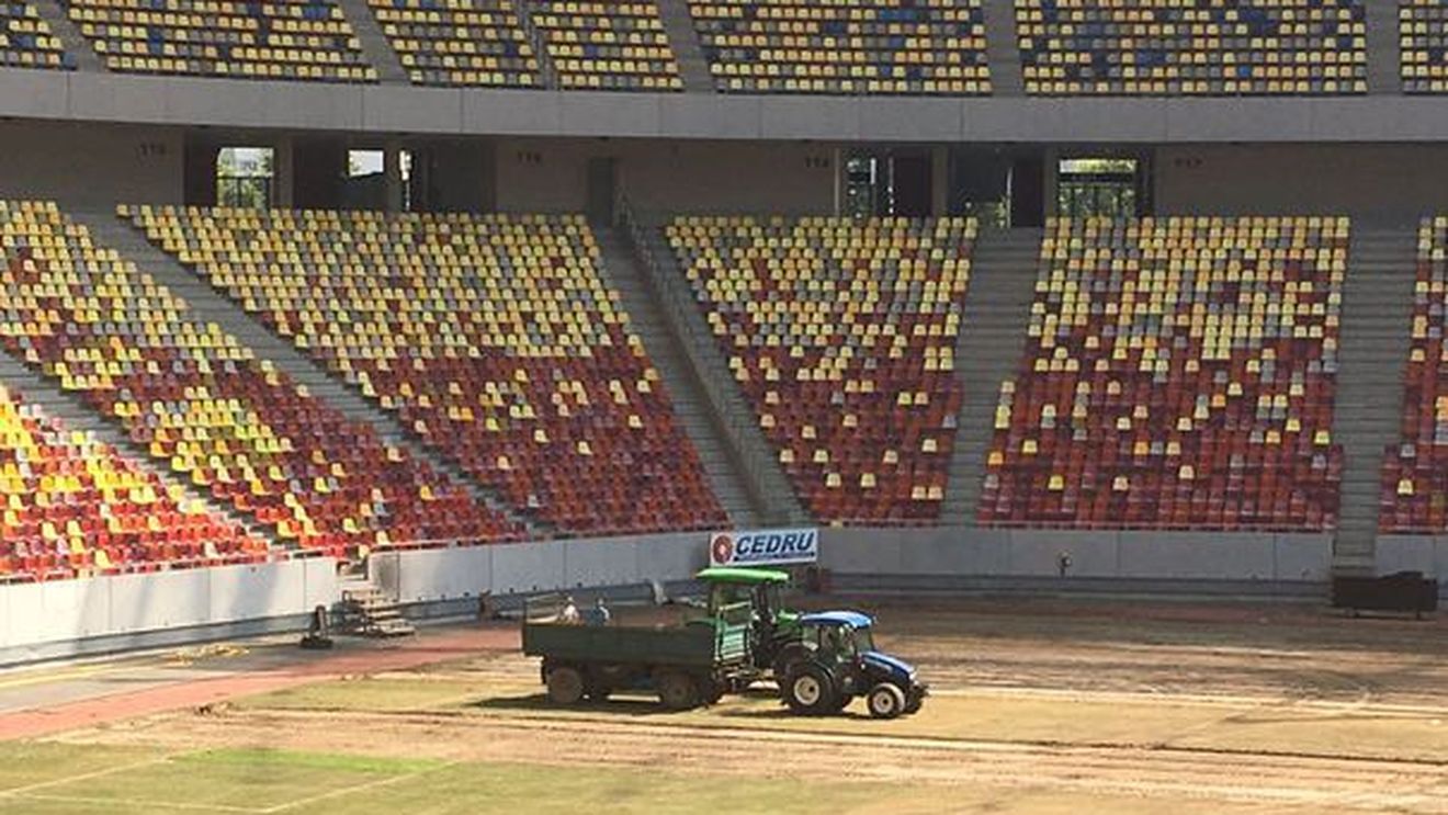 În ce stadiu se află montarea gazonului pe Arena Națională pentru FCSB - Sporting Lisabona. "50 % în două zile!" 