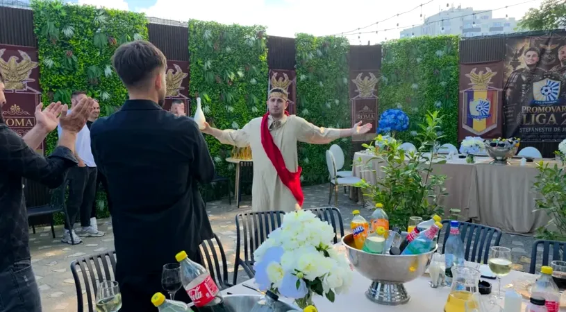 VIDEO | Imperiul Roman și Gladiatorul, tema petrecerii de promovare în Liga 2 a Ștefăneștiului! ”Mi-am luam îmbrăcăminte de împărat roman, că așa mă simt!”