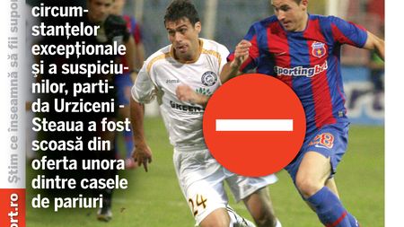 Urziceni - Steaua, blocat la pariuri!