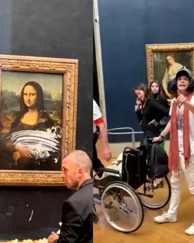 „Mona Lisa” a fost implicată într-o tentativă de vandalism. Capodopera lui Leonardo da Vinci, mânjită de tort