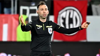 Brigadă de arbitri din prima ligă la jocul tur din barajul dintre CSC Dumbrăvița și Chindia Târgoviște