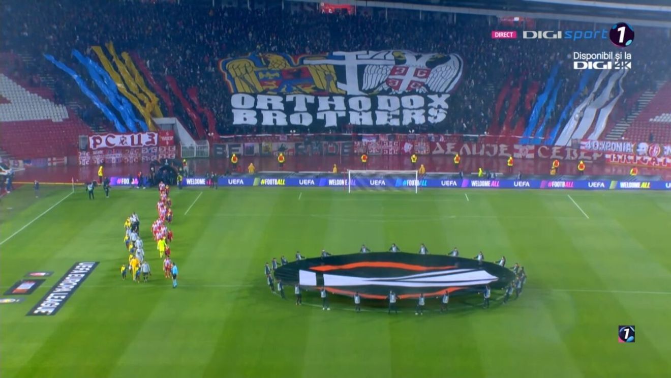 Scenografia care a unit Serbia şi România la Steaua Roşie - FCSB, care l-a impresionat sigur şi pe Gigi Becali