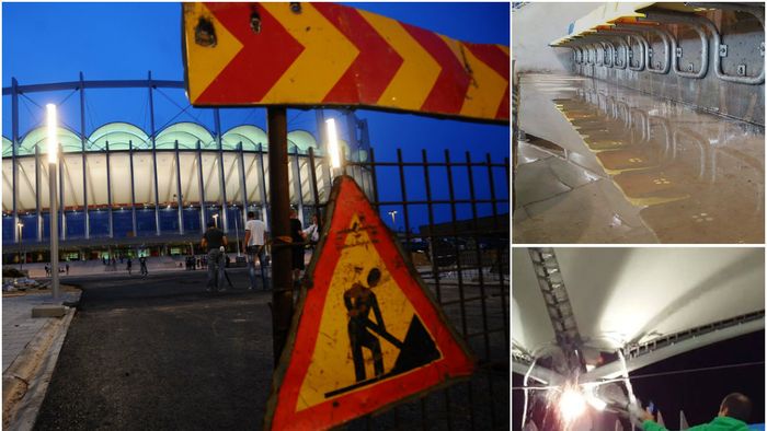 Comparația nefericită a Primăriei, beneficiarul stadionului inundabil: "E ca la canalizare. Când plouă tare, nu preia tot". Constructorul: "Ieșit din garanție". Proiectantul: "A plouat tare". Meteorologul: "Ploaie moderată". Telefonul fără fir al responsabilității pentru 234 de milioane