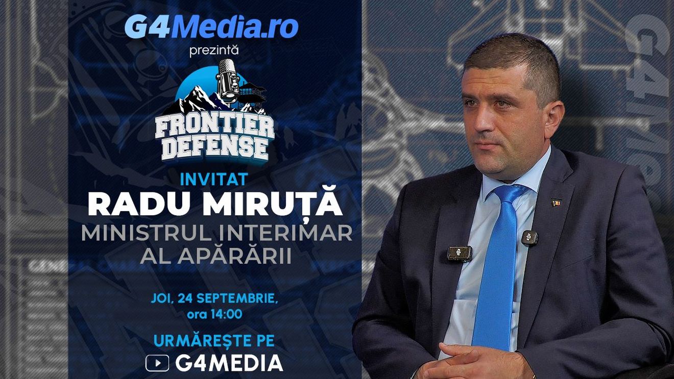 G4Media difuzează un interviu cu ministrul interimar al Apărării, Radu Miruță, la ora 14:00: Despre bugetul record la Apărare, producția de arme în România, cazul complicat IAR-99 SM și dronele rusești