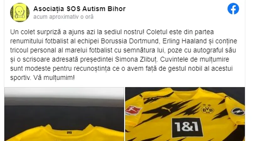 Gestul lui Erling Haaland care i-a impresionat pe toți! A trimis un pachet special pentru Asociația SOS Autism Bihor