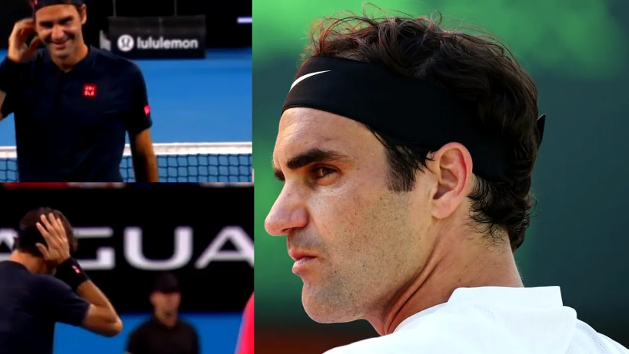Roger, ouch! Federer a lovit și a fost lovit pe terenul de tenis. Elvețianul 'a încasat' o minge în ureche! FOTO & VIDEO