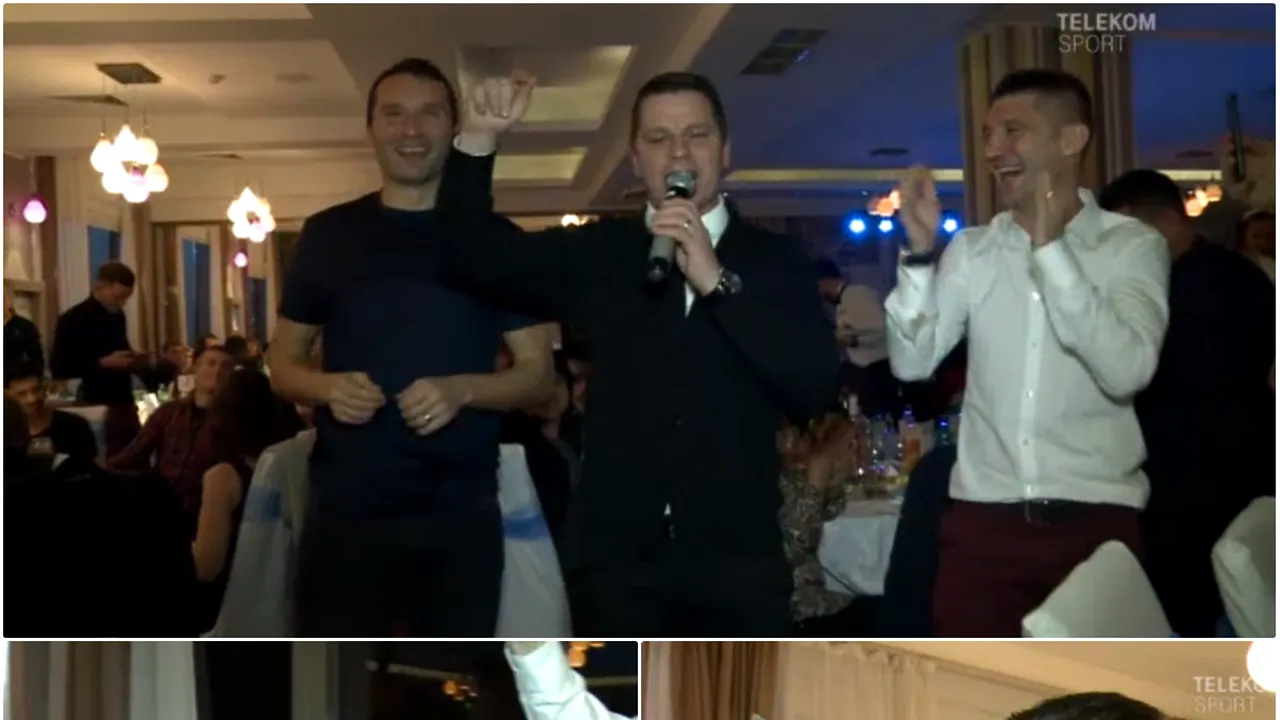 VIDEO | Flavius Stoican a făcut senzație la petrecerea de sfârșit de an. A cântat, a făcut dedicații și a glumit cu jucătorii: 