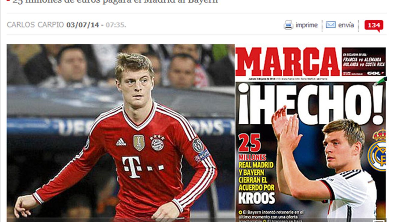 Marca a anunțat transferul lui Toni Kroos la Real Madrid 