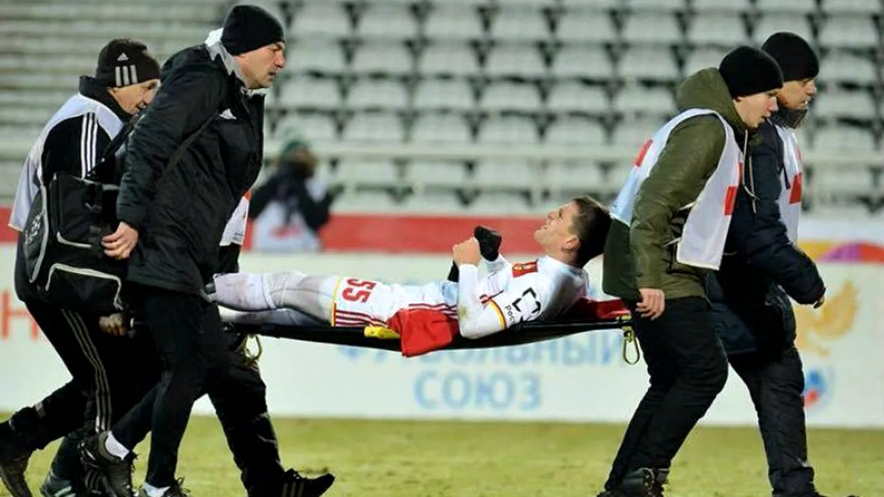 Bourceanu, operat cu succes după fractura de tibie suferită în meciul Ural - Arsenal Tula. Când va reveni pe teren mijlocașul