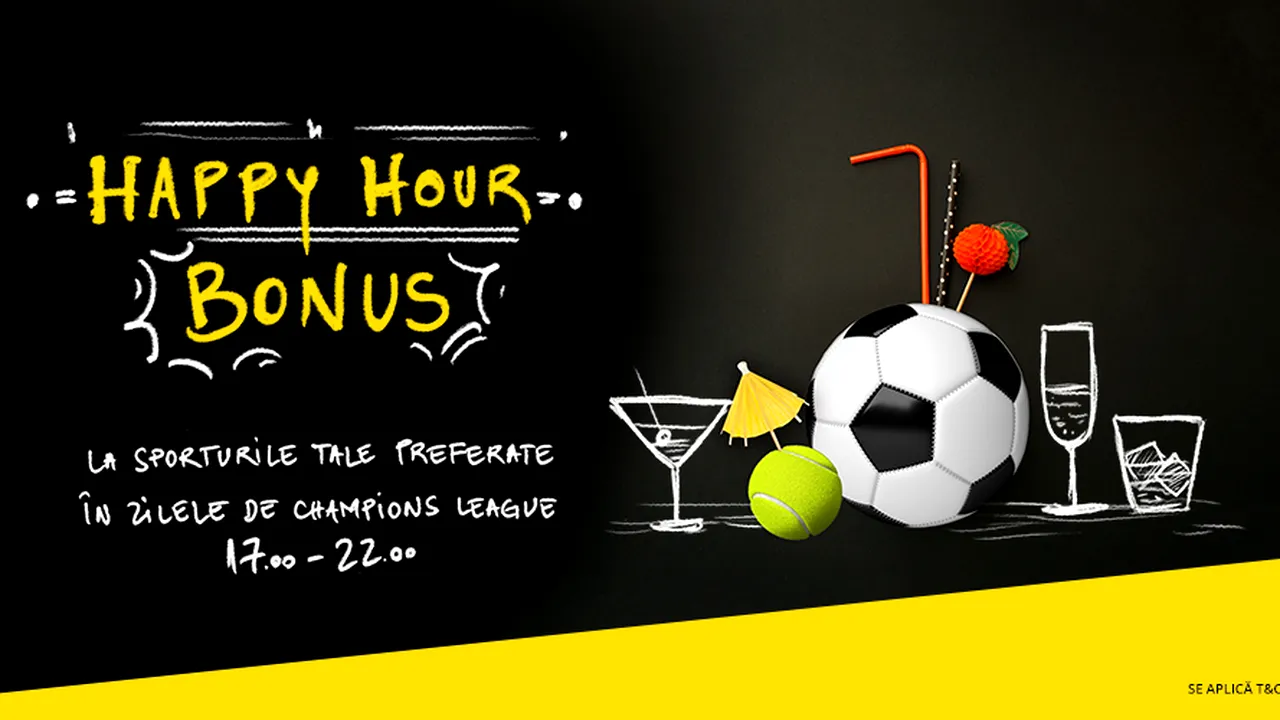 (P) Happy Hour în agențiile Fortuna. Mărește-ți câștigul în zilele de Champions League!