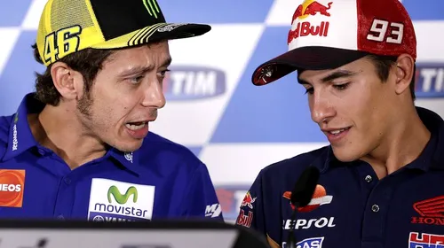 A venit și replica lui Marquez pentru Rossi: „A avut și el 25 de ani cândva, își aduce aminte cum era”. Spaniolul spune că își reproșează un alt contact din timpul cursei