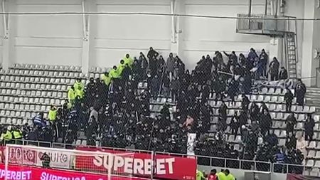 Scandal în peluză la meciul Dinamo - Farul 0-2: un suporter al „câinilor” s-a infiltrat în galeria oaspeților și a încercat să le fure steagul! Jandarmeria a intervenit în forță