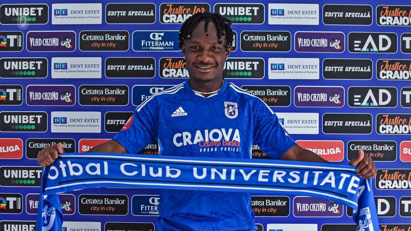 ProSport, confirmat: Moses Abbey a fost prezentat oficial de FC U Craiova! Când va debuta ghanezul pentru echipa din Bănie