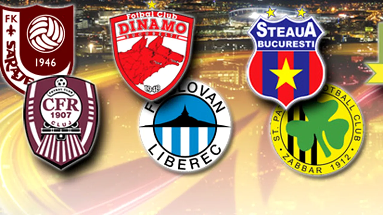 Steaua - Saint Patrick's, Dinamo - Slovan Liberec, FK Sarajevo - CFR Cluj,  SC Vaslui - AEK Atena