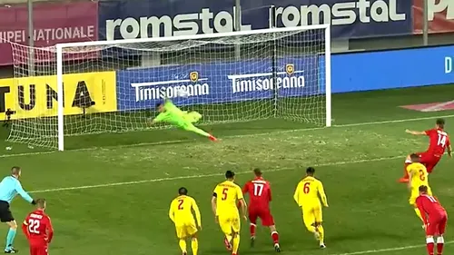 David Lazar, penalty apărat la debutul în poarta naționalei! Rezerva lui Tătărușanu a fost trădată, totuși, de apărare | VIDEO