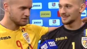 Moment fabulos, în direct la TV! Pușcaș l-a întrerupt pe căpitanul Radu: "Mă apuc de box! Declarațiile lui mă fac să mă bat cu toată lumea". Replica portarului + mesajul transmis de liderul naționalei U21: "Bunicule, să nu mă aștepți la țară. Merg la EURO!"