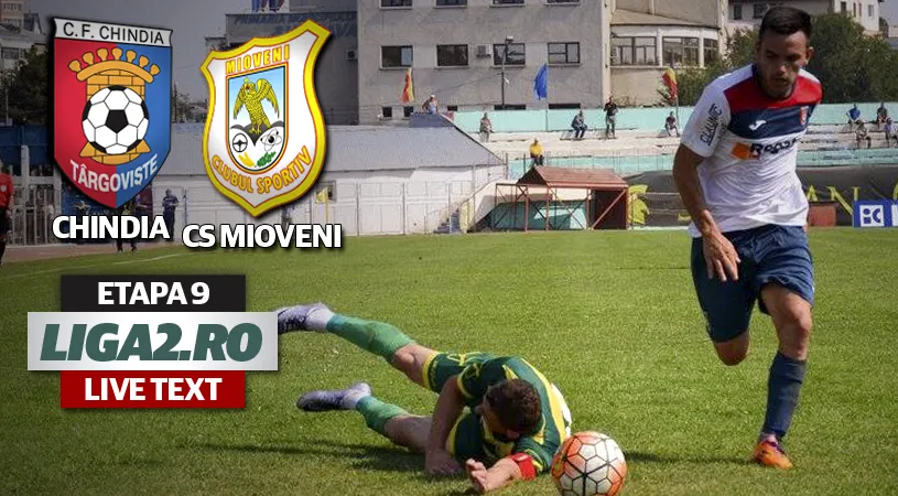 Chindia - CS Mioveni 0-2.** Târgoviștea pierde pe teren propriu după aproape 10 luni și nu mai e lider în Liga 2. Șah-mat de la Pelici