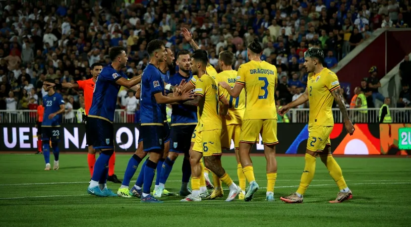 Sârbii au reacționat și vor dreptate, după ce acest banner a fost afișat la Kosovo - România 0-3, în spatele băncii lui Mircea Lucescu! „Să vină răspunsul de la UEFA”