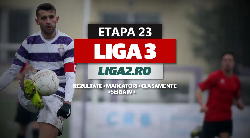 Rezultatele și marcatorii etapei a 23-a a Seriei a IV-a a Ligii 3.** ASU Poli câștigă pe 
