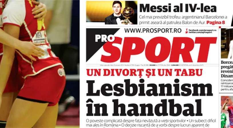 Marți, exclusiv în ProSport:** un divorț și un tabu - lesbianism în handbal