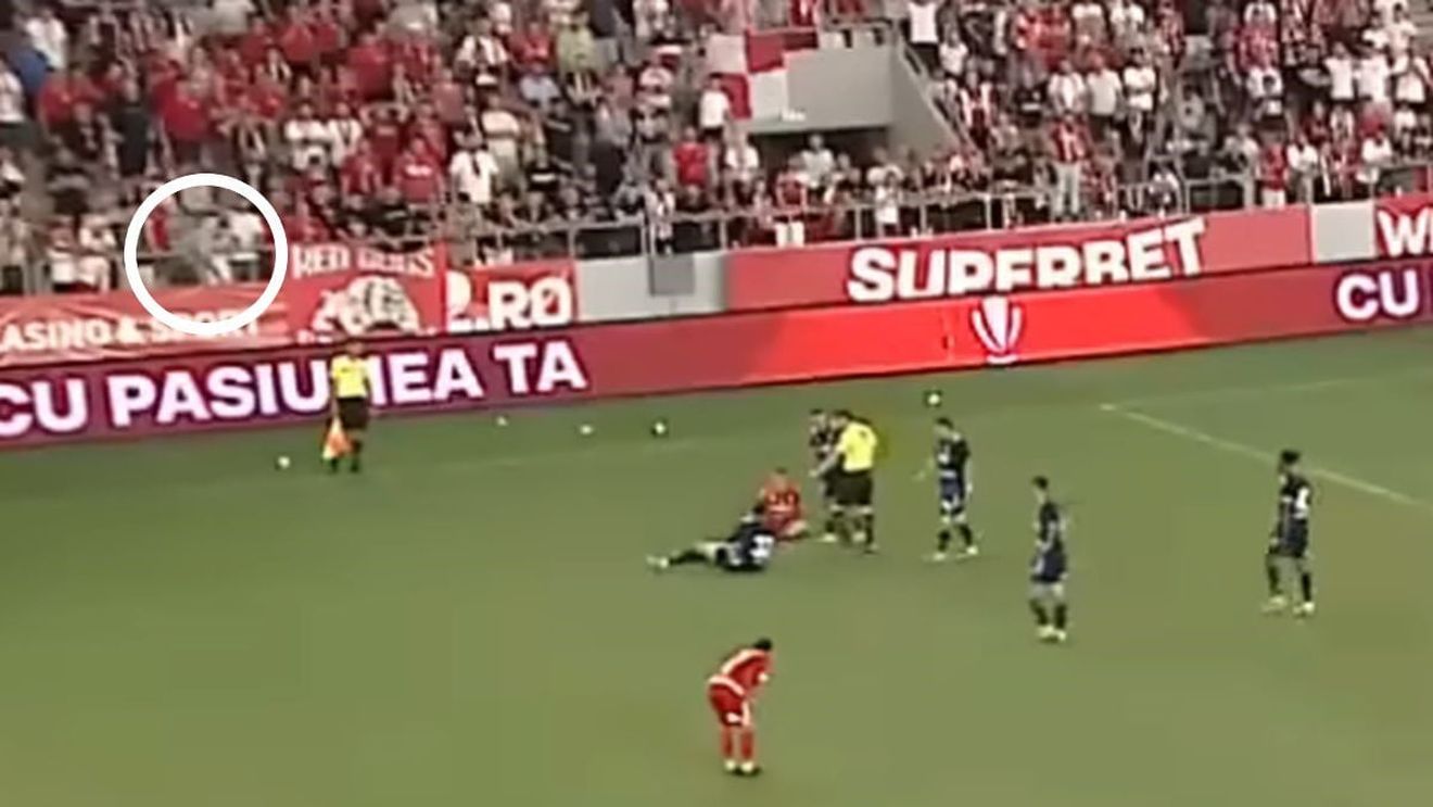 Momentul în care Dinamo putea pierde meciul cu Botoșani la masa verde! Fanii au aruncat cu un pahar în capul arbitrului