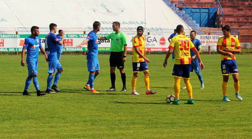 Ultima echipă neînvinsă în acest sezon al Ligii 2 și-a întrerupt performanța la Târgoviște. Ripensia a rezistat doar trei minute fără gol cu Chindia.** Ce spun antrenorii Croitoru și Steop