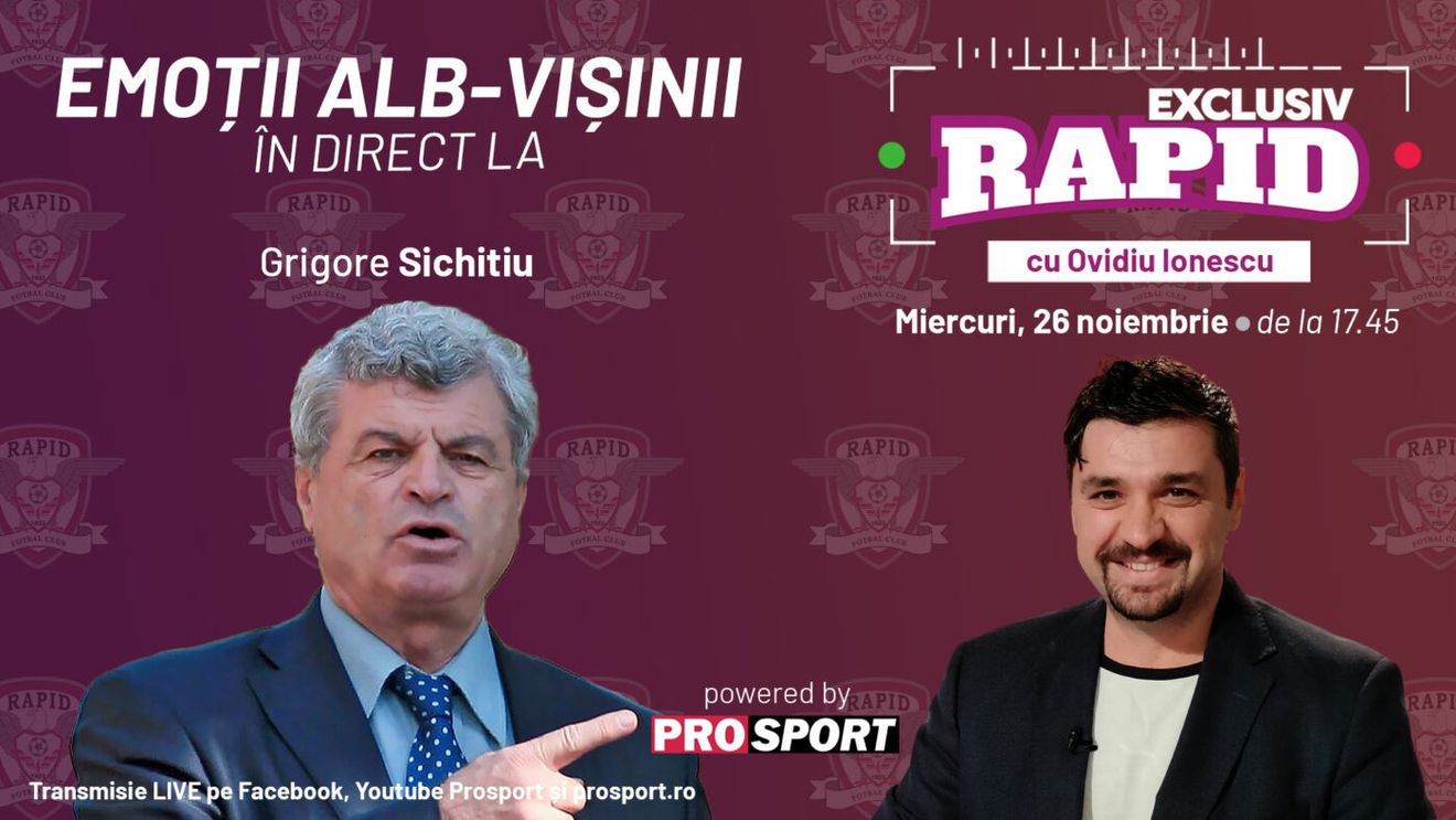 Rapid e pe primul loc în liga 1, iar noi vă așteptăm la "EXCLUSIV RAPID" de la 17:45, în direct pe YouTube - ProSport!