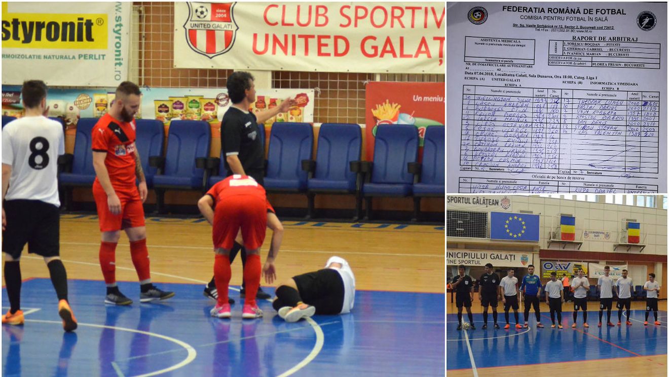 Futsalul, batjocorit! Bolnavii închipuiți de la Informatica Timișoara și-au trimis juniorii să simuleze accidentări la Galați. "Cădeau după duel umăr la umăr și se văitau de dureri la gleznă"