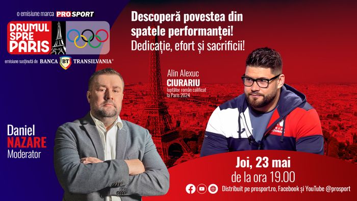 Luptătorul Alin Alexuc-Ciurariu, invitatul emisiunii ,,Drumul spre Paris’’ de joi, 23 mai, de la ora 19:00