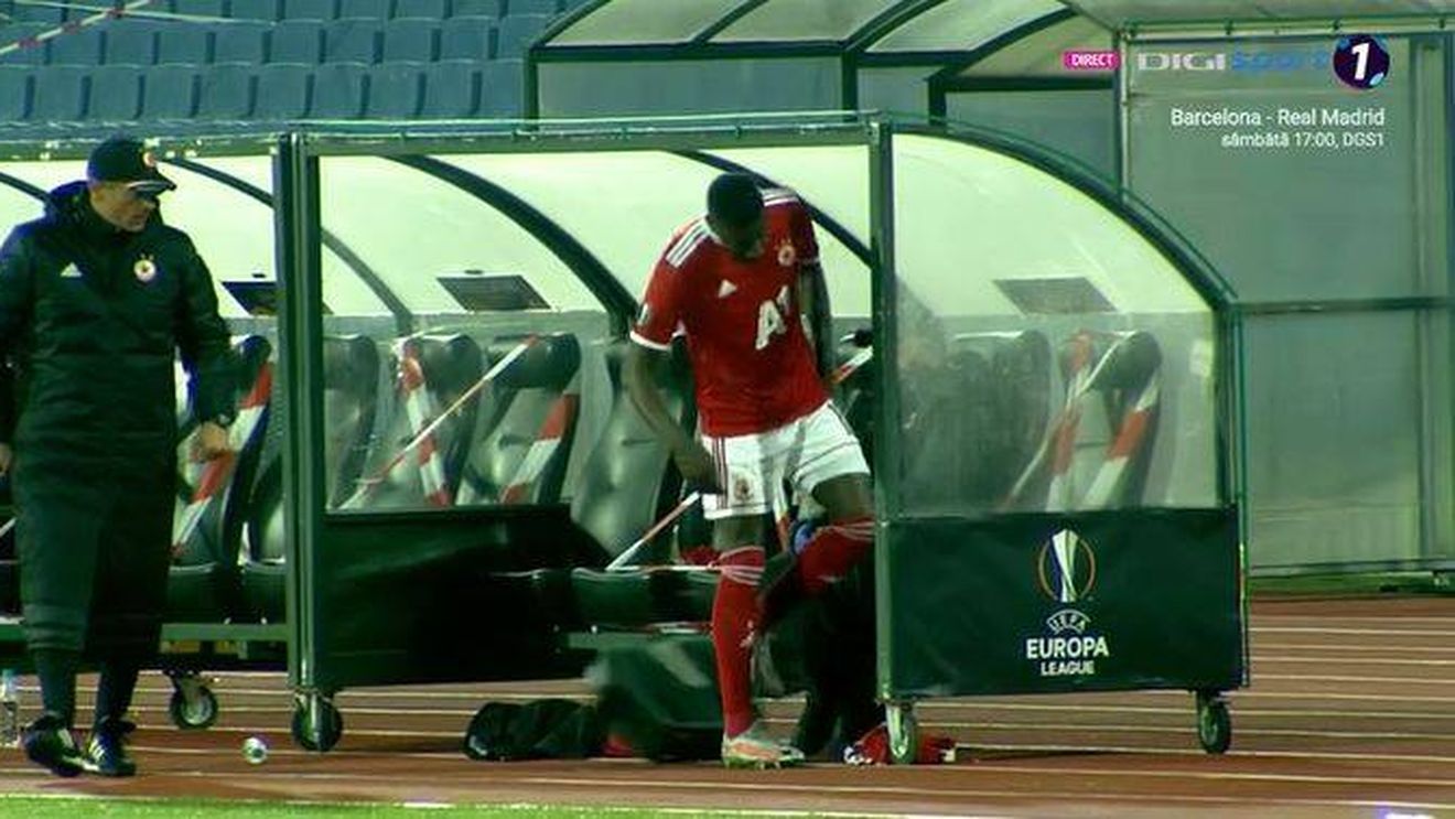 Younousse Sankhare, criză de nervi la Sofia! Vedeta lui ȚSKA, gesturi violente chiar înaintea golului lui Deac | FOTO