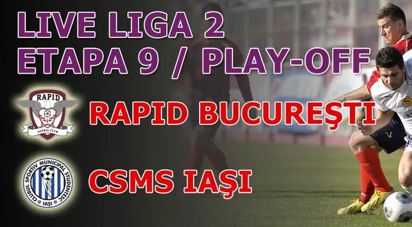 Rapid - CSMS Iași 2-2.** Dubla lui Coman promovează Rapidul din punct de vedere sportiv. Rapidiștii așteaptă decizia TAS în privința licenței de Liga 1