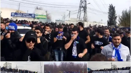Incidente la Craiova vs Craiova!** VIDEO | Suporterii echipei lui Mititelu au declanșat un incendiu în tribune. Jandarmii i-au alergat pe ultrași în afara stadionului
