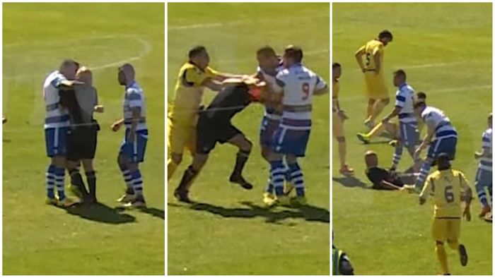 VIDEO ȘOCANT | Un jucător din Portugalia, suspendat pe viață după ce i-a făcut arbitrului pe teren. "Nu m-am dus după el să-l lovesc!" Imagini incredibile