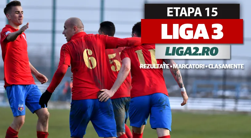 Liga 3, etapa 15, rezultate | Steaua, Mostiștea Ulmu, Unirea Dej și CSO Cugir au obținut și ele calificarea matematică la primul baraj de promovare. Știm deja primele două campioane și că, mai nou, nimeni nu mai retrogradează direct