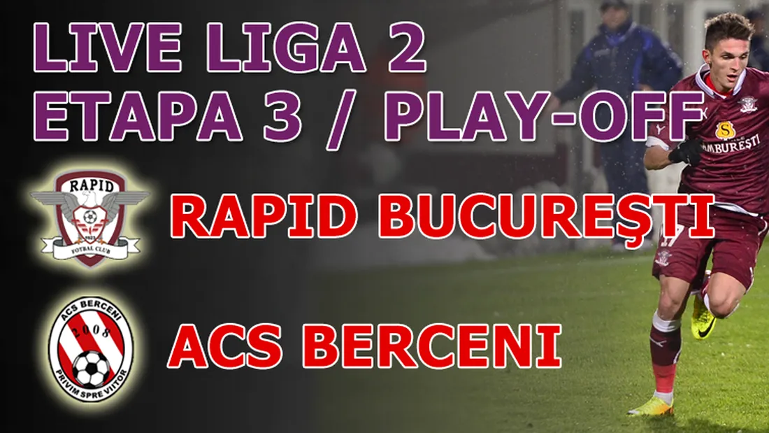 Rapid București - ACS Berceni 2-0:** Echipa lui Viorel Moldovan a urcat pe locul secund în play-off-ul seriei I
