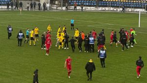 Incidente la Brașov, în Liga 3! Un jucător a fost lovit cu pumnul, fanii au pătruns pe teren și a fost nevoie de jandarmi! Raportul arbitrului