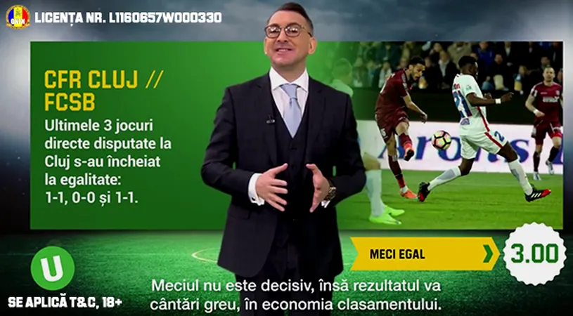 (P) 0-0 sau 1-1 in derby-ul CFR Cluj - FCSB si alte ponturi la pariuri sportive